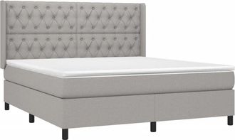 vidaXL Vidaxl - Cama Box Spring Colch&oacute;n Y Luces Led Tela Gris Claro 160x200 Cm