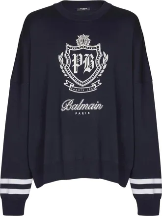 Balmain Emblem Striped Sweater