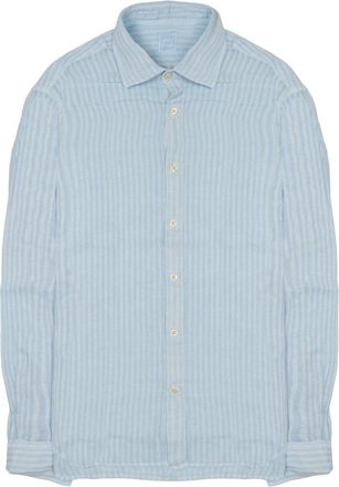 120% Lino Vertical Stripes Linen Button-Down Shirt