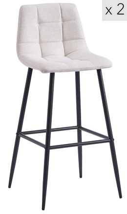 Nordlys Set of 2 Scandinavian Metal Fabric Bar Stools in Beige