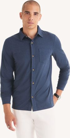Nautica Mens Golf Fit Long-Sleeve Button-Front Performance Polo