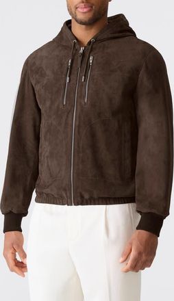 Mackage Sylas Hooded Suede Jacket in Umber at Nordstrom, Size 38
