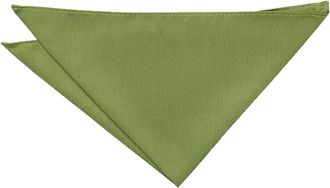 DQT Plain Shantung Wedding Handkerchief Pocket Square for Men in Olive Green