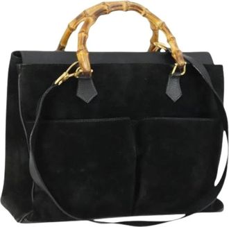 Gucci Pre-owned Handbags, female, Black, Size: ONE SIZE Pre-owned Suede Handbag