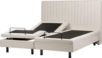 Beliani Adjustable Bed Fabric DUKE II 180 x 200 cm (EU Super King) Light Beige
