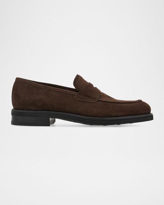 Ferragamo Men & apos;s Stefano Scratch-Resistant Suede Penny Loafers