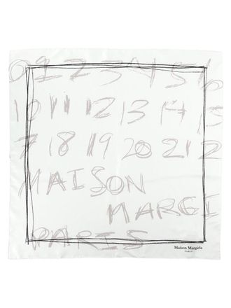 Maison Margiela Square Silk Scarf with Handwritten Number Design