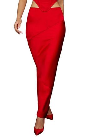 House of CB Colette Satin Skirt in Scarlet at Nordstrom, Size Large
