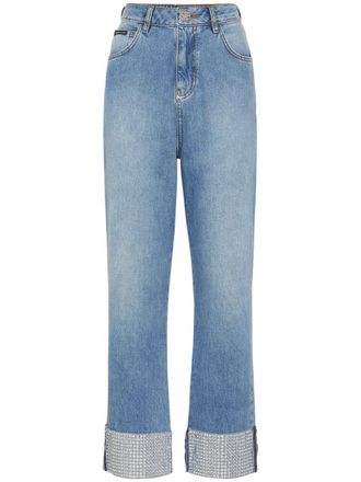 Philipp Plein embellished straight-leg jeans - Blue