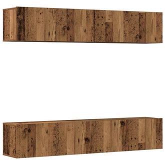 Berkfield Home Wall Mounted TV cabinets 4 pcs Old Wood Engineered Wood in Brown