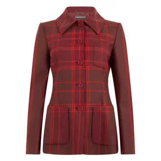 Alberta Ferretti Jassen, Dames, Rood, S, Wol, Geruite Jas
