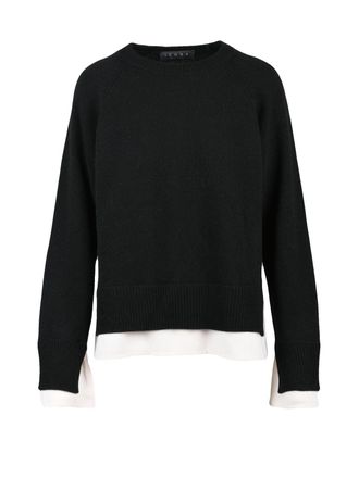 ICONA Crew Neck Sweater with Tailored Shirt Insert Detail