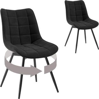 Woltu Juego De 2 Sillas De Comedor Para Sal&oacute;n, Oficina O Terraza, Respaldo Ergon&oacute;mico, Asiento De Terciopelo Y Patas De Metal, Color Negro - Woltu