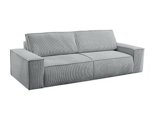 Vente-Unique Sof&aacute; cama de 4 plazas de pana gris claro AMELIA de PASCAL MORABITO