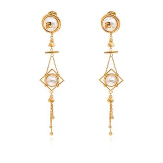 Balmain Lange Oorbellen met Glazen Parels - Dames - Oorbellen - Geel - ONE Size - Accessoires