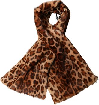 Dolce & Gabbana Brown Leopard Printed Goat Hair Shawl Womens Scarf