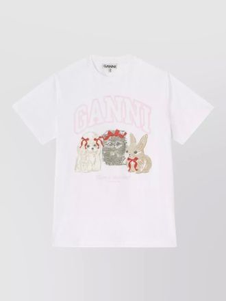 Ganni organic cotton printed t-shirt