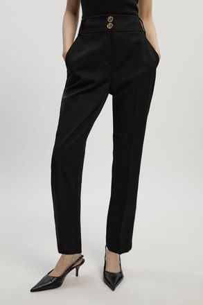Karen Millen Petite Textured Straight Leg Trousers in Black at Nordstrom, Size 10