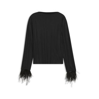 BOSS Slim-fit mock-neck top with feather details