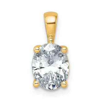 Diamond2Deal 14k Yellow Gold 1 1/2 Ct Oval Cut Lab Grown Diamond Pendant