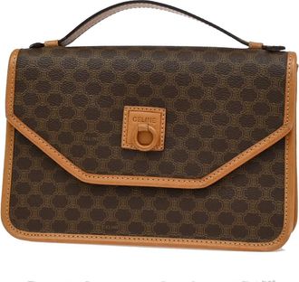 Celine Vintage Macadam Handbag Canvas And Leather Brown Canvas Handbag (Pre-Owned)