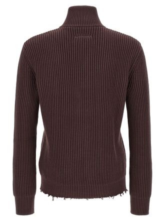 Maison Margiela Ribbed Cotton Cardigan - Brown