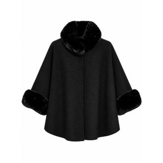 Marella Emmamici Cape - - Jackets - Donna - Nero - ONE SIZE