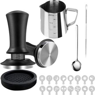OEM Juego De Accesorios Para Espresso De 6 Piezas, Prensador Caf&eacute; 51 Mm Mecanismo Resorte Calibraci&oacute;n, Filtro Pastillas Caf&eacute; 51 Mm Embudo Dosificador