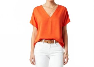 DKNY V Neck Short Sleeve Tee In Molton Orange