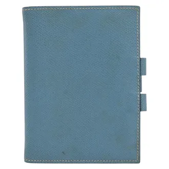 Herm&egrave;s Vision Agenda Cover Leather Blue Leather Briefcase Bag (Pre-Owned)