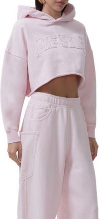 AFRM Darius Crop Cotton Hoodie in Mauve Morn at Nordstrom, Size X-Small