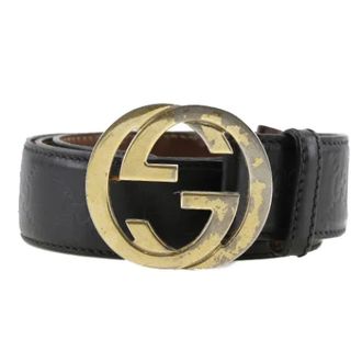 Gucci Pre-owned Leather belts - female - Gucci Vintage - Vintage Belts - Black - ONE SIZE - Pre-owned