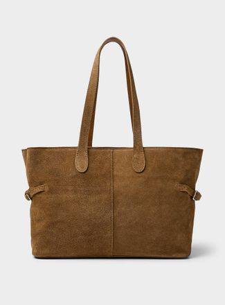 Simons Womens Side-belt suede tote bag Exclusive collection from Italy