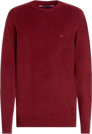 Tommy Hilfiger Bordeaux Gebreide Trui - Heren - Ronde hals truien - Rood - 2XL - Katoen - Truien & Vesten