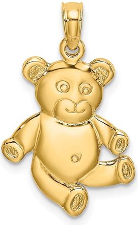 Diamond2Deal 14k Yellow Gold Reversible Teddy Bear Charm Pendant