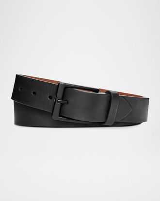 Shinola Men & apos;s Lightning Bolt Keeper Leather Belt, Black