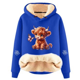 Generic 2025 Highland Cow Hoodies for Women Uk Sherpa Fleece Lined Hoodies Christmas Sweatshirts Fall Winter Soft Warm Fuzzy Long Sleeve Pullover Chunky Jumpe