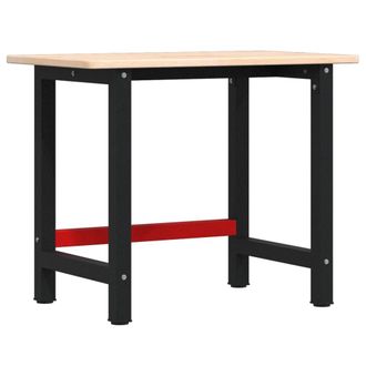 vidaXL Banco De Trabajo Rectangular Madera Maciza Roble 100x60x81,5 Cm Vidaxl