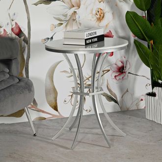 Dmora Mesa De Centro Faka, Tabl&oacute;n Efecto M&aacute;rmol, Forma Redonda, Color Blanco, 56x56x68h Cm M&aacute;rmol Blanco