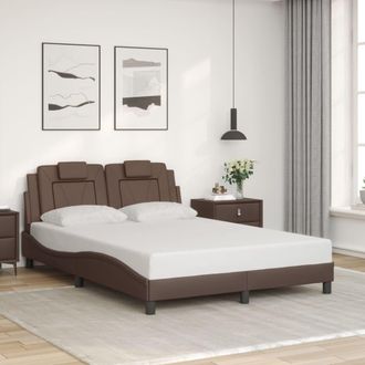 vidaXL Estructura De Cama Viana Sin Colch&oacute;n Cuero Sint&eacute;tico Marr&oacute;n 140x190cm Vidaxl