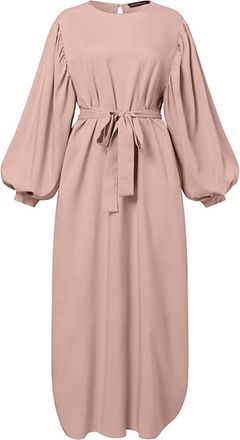 Generic Maxi Dresses for Women UK Plus Size Muslim Long Sleeve Dress Prayer Clothes Muslim Dress Plain Loose Prayer Robe Elegant Baggy Loose Soft Solid Abaya 