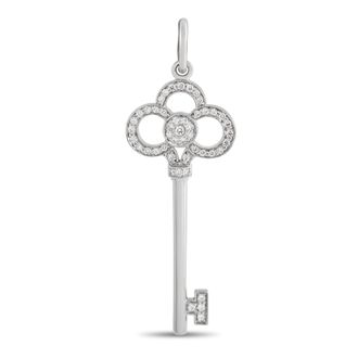 Tiffany & Co. Keys 18K White Gold Diamond Crown Key Pendant TI33-052026