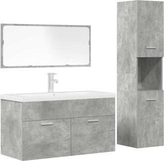 vidaXL Juego Muebles De Ba&ntilde;o 4 Pzas Madera Contrachapada Gris Hormig&oacute;n Vidaxl
