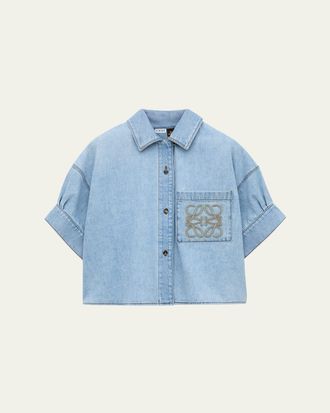 Loewe x Paulas Ibiza Denim Short-Sleeve Boxy Shirt