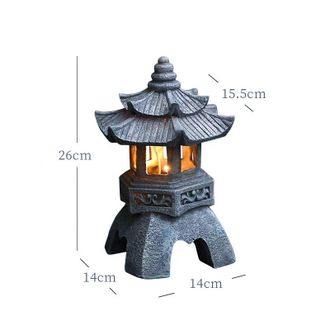 OEM L&aacute;mpara Solar De Resina, Estatua De Estilo Zen Chino, Decoraci&oacute;n De Torre De Piedra, L&aacute;mpara De Palacio, L&aacute;mpara De Jard&iacute;n, Artesan&iacute;a De Resina Para E