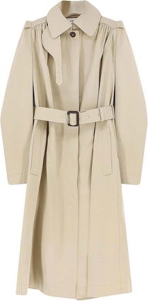 Alexander McQueen Cotton Trench Coat With Puff Sleeves