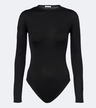 Alaia Ala&iuml;a Silk-blend jersey bodysuit
