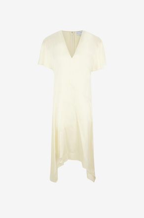 Stella McCartney Asymmetrisches mittellanges Kleid mit V-Ausschnitt aus Satin Envers