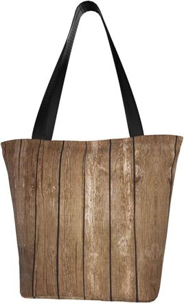 AOOEDM Wood Grain Print Tote Bag Women Capacity Shoulder Grocery Shopping Bags