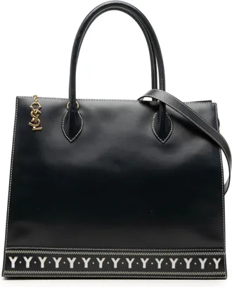 Saint Laurent Navy Leather Shoulder Bag Tote Bag (Pre-Owned)